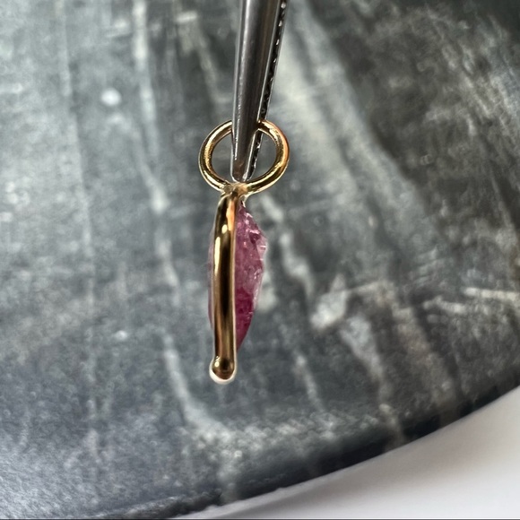 .40ct Glowing Pear Tourmaline 14K Yellow Gold Pendant 12x4.5mm - Picture 5 of 6